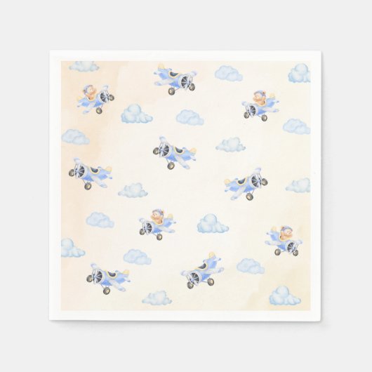 Bearly Wait Baby Shower Flying Bear & Cloud  スタンダードカクテルナプキン (正面)