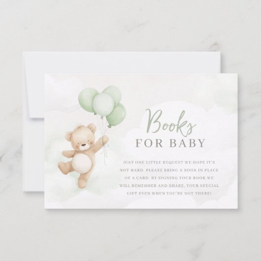 Bearly Wait Baby Shower Sage Bear Books For Baby 招待状 (正面)