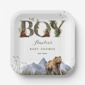 Bearly Wait Bear Adventure Moss Green Oh Boy ペーパープレート (正面)