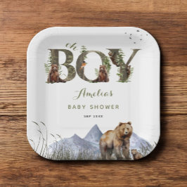 Bearly Wait Bear Adventure Moss Green Oh Boy ペーパープレート