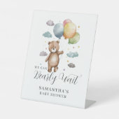 Bearly Wait Bear Balloon Baby Shower  台座サイン (正面)