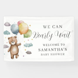 Bearly Wait Bear Balloon Baby Shower Welcome 横断幕
