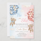 Bearly Wait Bear Balloon Gender Reveal  招待状 (正面)
