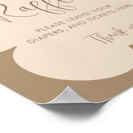 Bearly Wait Beige Baby Shower Diaper Raffle ポスター (角)