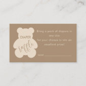 Bearly Wait Beige Baby Shower Diaper Raffle Ticket エンクロージャーカード (正面)