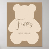 Bearly Wait Beige Baby Shower Favors ポスター (正面)