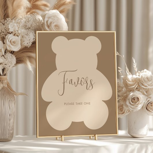 Bearly Wait Beige Baby Shower Favors ポスター