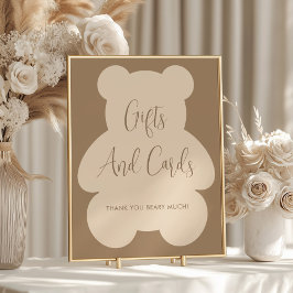 Bearly Wait Beige Baby Shower Gifts and Cards Sign ポスター