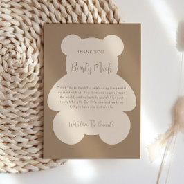 Bearly Wait Beige Teddy Bear Baby Shower サンキューカード