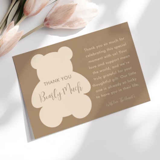 Bearly Wait Beige Teddy Bear Baby Shower サンキューカード