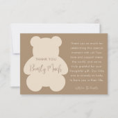 Bearly Wait Beige Teddy Bear Baby Shower サンキューカード (正面)