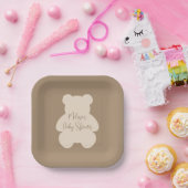 Bearly Wait Beige Teddy Bear Baby Shower ペーパープレート (パーティー)