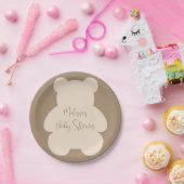 Bearly Wait Beige Teddy Bear Baby Shower ペーパープレート (パーティー)