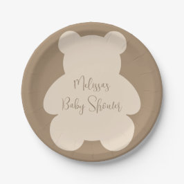 Bearly Wait Beige Teddy Bear Baby Shower ペーパープレート
