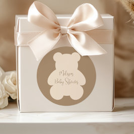 Bearly Wait Beige Teddy Bear Baby Shower ラウンドシール