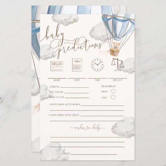 Bearly Wait Blue Baby Predictions Game (正面/裏面)