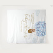 Bearly Wait Blue Boy Baby Shower写真の背景 タペストリー (正面(横))