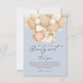 Bearly Wait Blue Boy Baby Shower サンキューカード (正面)