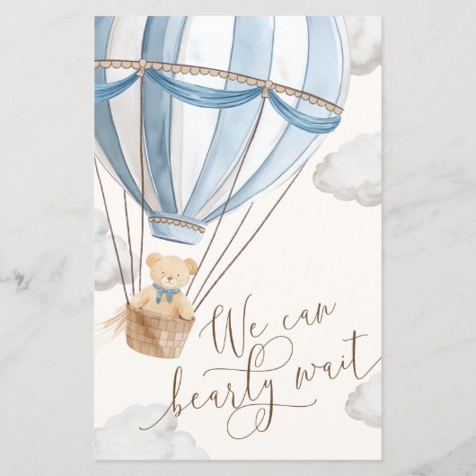 Bearly Wait Blue Guess Who Baby Shower Game (裏面)