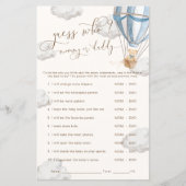 Bearly Wait Blue Guess Who Baby Shower Game (正面)