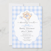 Bearly Wait Blue Teddy Bear Baby Shower Invite 招待状 (正面)