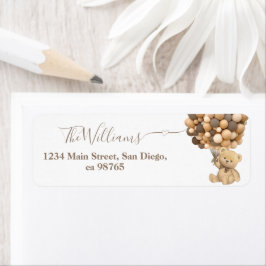 Bearly Wait Boho Balloon Neutral Baby Shower Book ラベル