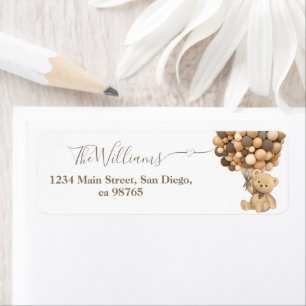 Bearly Wait Boho Balloon Neutral Baby Shower Book ラベル