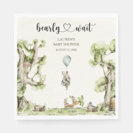 Bearly Wait Boy Baby Shower Woodland スタンダードランチョンナプキン