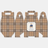 Bearly wait brown plaid baby shower favors custom フェイバーボックス (見開き)