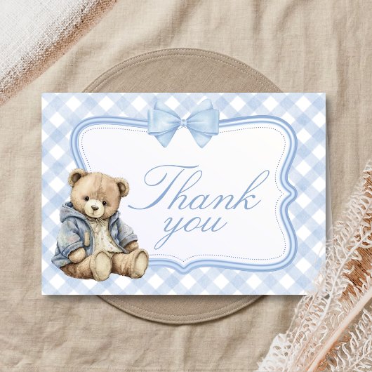 Bearly Wait Elegant Bear Baby Shower サンキューカード