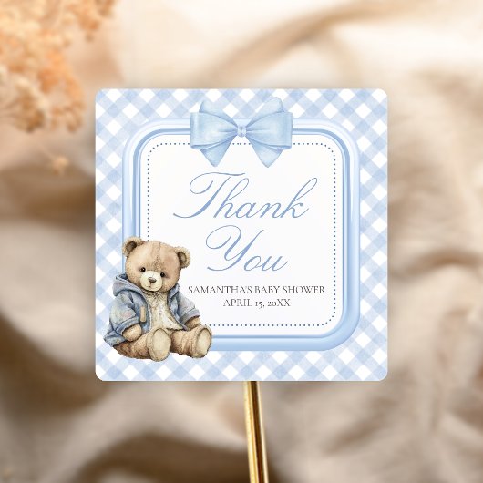 Bearly Wait Elegant Bear Baby Shower スクエアシール
