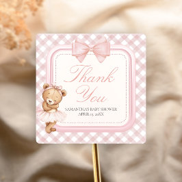 Bearly Wait Elegant Bear Baby Shower スクエアシール