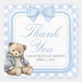Bearly Wait Elegant Bear Baby Shower スクエアシール (正面)
