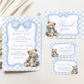 Bearly Wait Elegant Bear Baby Shower 招待状