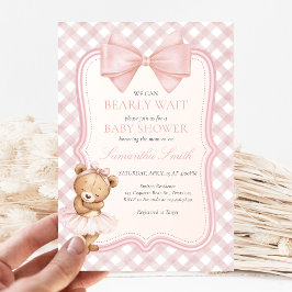 Bearly Wait Elegant Bear Baby Shower 招待状