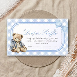 Bearly Wait Elegant Bear Baby Shower Diaper Raffle エンクロージャーカード