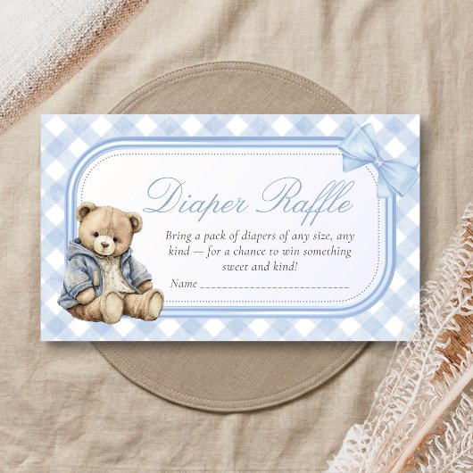 Bearly Wait Elegant Bear Baby Shower Diaper Raffle エンクロージャーカード