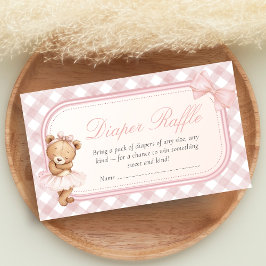 Bearly Wait Elegant Bear Baby Shower Diaper Raffle エンクロージャーカード