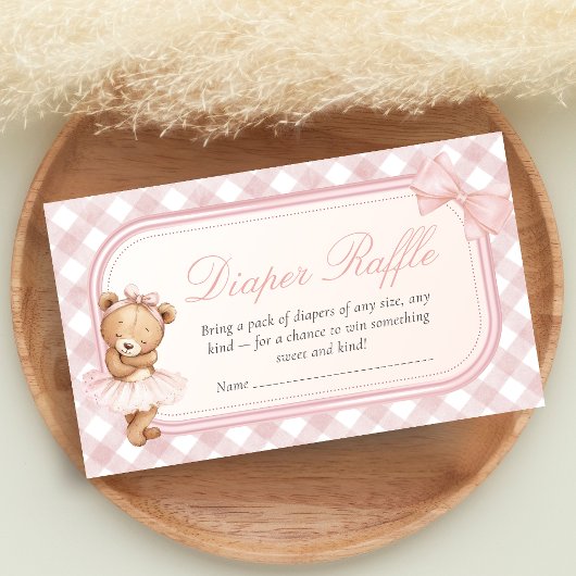 Bearly Wait Elegant Bear Baby Shower Diaper Raffle エンクロージャーカード