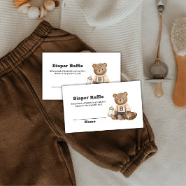 Bearly Wait Football Diaper Raffle Baby Shower エンクロージャーカード