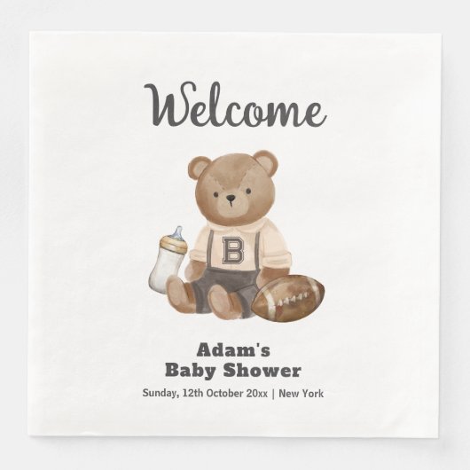Bearly Wait Football Sport Baby Shower Welcome (正面)