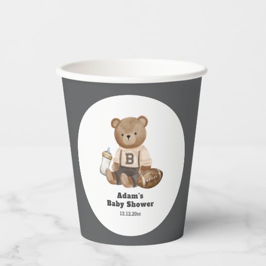 Bearly Wait Football Sport Boy Baby Shower  紙コップ (正面)