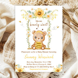 Bearly Wait Honey Bear Swing Baby Shower 招待状