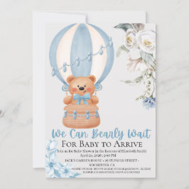 Bearly Wait Hot Air Ballon Baby Shower Invitation シーズンカード