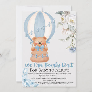 Bearly Wait Hot Air Ballon Baby Shower Invitation シーズンカード