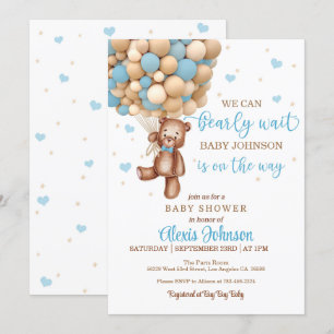 Bearly Wait Hot Air Balloon Baby Shower (男の子) 招待状