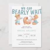 Bearly Wait It's a Boy Teddy Bear Baby Shower 招待状 (正面)