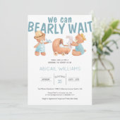 Bearly Wait It's a Boy Teddy Bear Baby Shower 招待状 (スタンド正面)