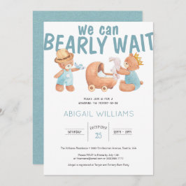 Bearly Wait It's a Boy Teddy Bear Baby Shower 招待状