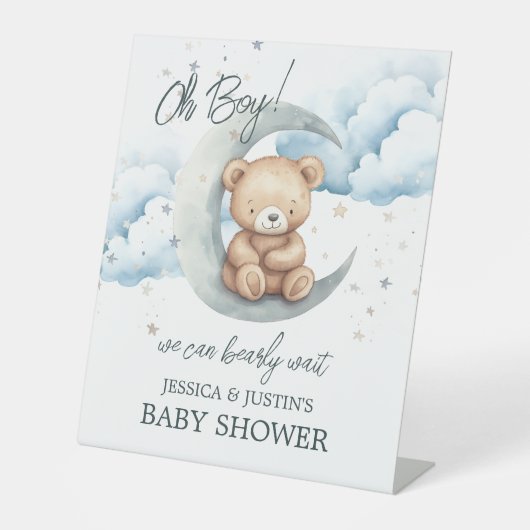 Bearly Wait Moon and Star Baby Showerウェルカムサイン 台座サイン (正面)